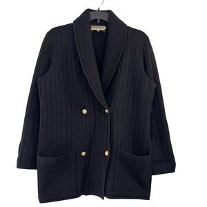 Vintage Italian Wool Blazer Cardigan by Styltricot Black Gold Lion Buttons Sz S